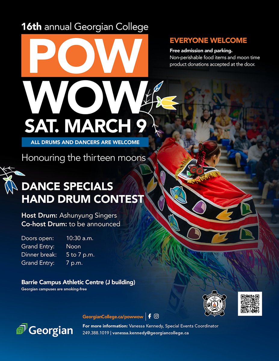 The 16th Annual @georgiancollege Traditional Pow Wow is happening on March 9th, 2024, from 10:30am to 9pm. Immerse yourself in a day filled with the beauty of traditional Indigenous culture, song and dance. A celebration not to be missed! georgiancollege.ca/powwow