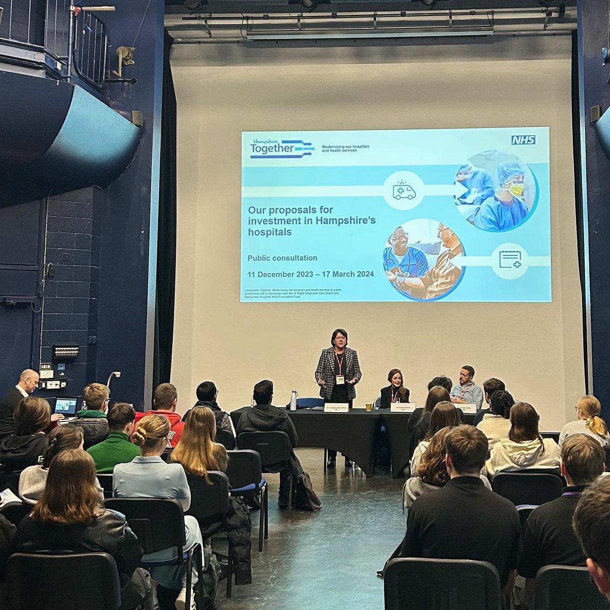 qmcollege's tweet photo. QMC and @bcot students were hosted by MP @MariaMillerUK and Hampshire Together for a consultation event. 

Students studying Politics, Health and Social Care, Biology &amp; Medical Sciences attended, among others. They gained valuable insights into Basingstoke’s New Hospital plan! https://t.co/OOqDNHYkJs