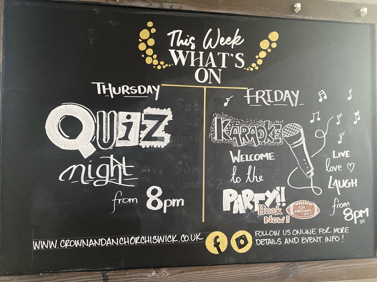 This week! 

Thursday Quiz £2 per person, max 6 per team. 8pm start. Prizes to be won! - 

This week; we’re offering a guaranteed jackpot of £300!!! - 💵 💵 

Join us Friday for Karaoke, free entry - so dust off those pipes and show us ya magic!!! 🎉