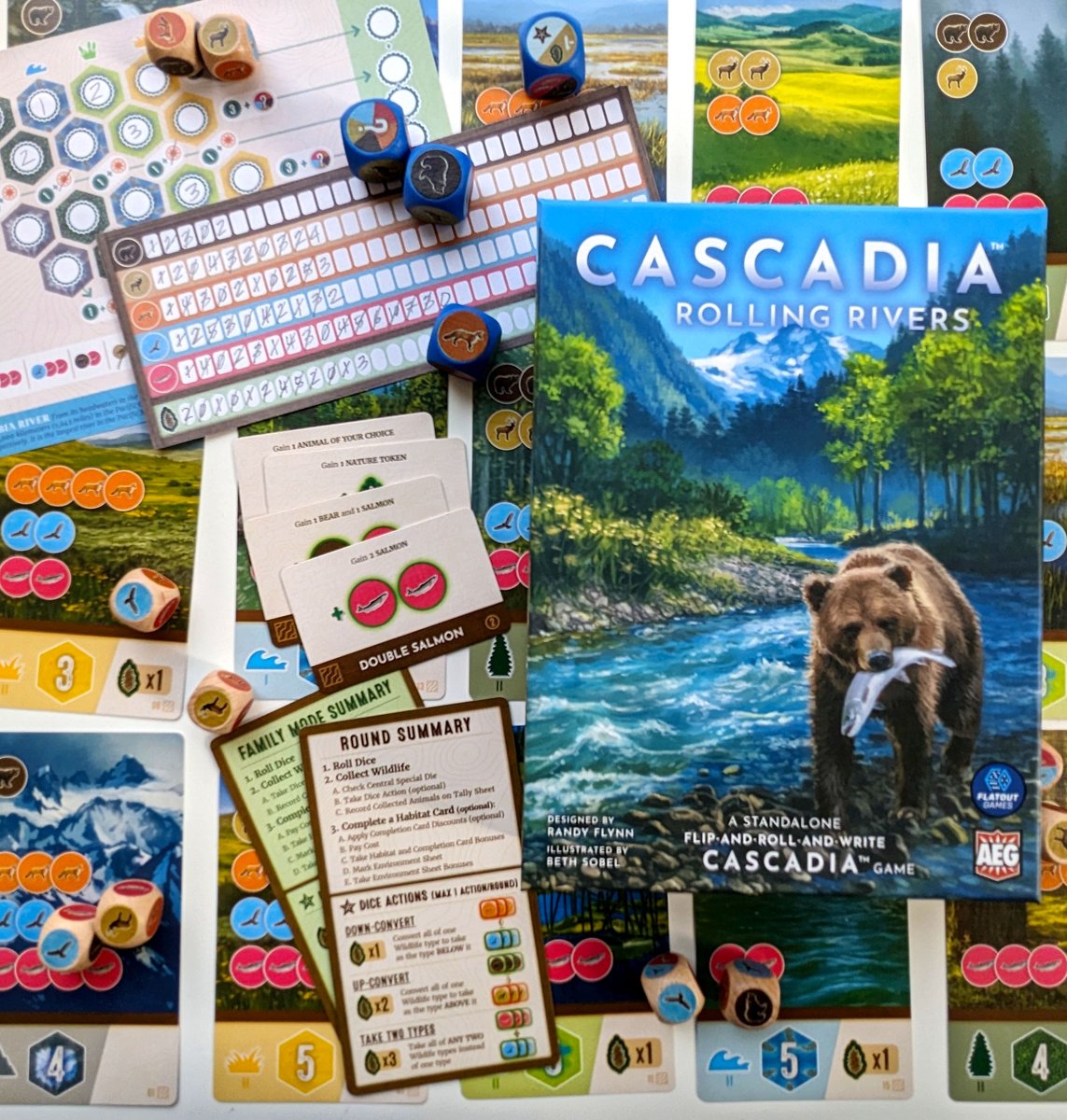 THIS IS NOT A DRILL! CASCADIA: ROLLING is now LIVE on <a href="/Kickstarter/">Kickstarter @ CES 🚀</a> ! Come check out the new flip-and-roll-and-writes!