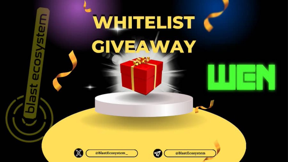 wyckoffweb's tweet photo. 🎁 WHITELIST GIVEAWAY 🎁

We're thrilled to announce that we've got 7 WHITELIST TO GIVE AWAY
Courtesy of @wen_exchange

🟢TO PARTICIPATE

1⃣ Follow @BlastEcosystem_ + @wen_exchange
2️⃣ LIKE + REPOST + REPLY
3️⃣ Reply with your Wallet address

GOOD LUCK❗️
#Blast_L2 #BlastEcosystem https://t.co/lmWDxbX7cV