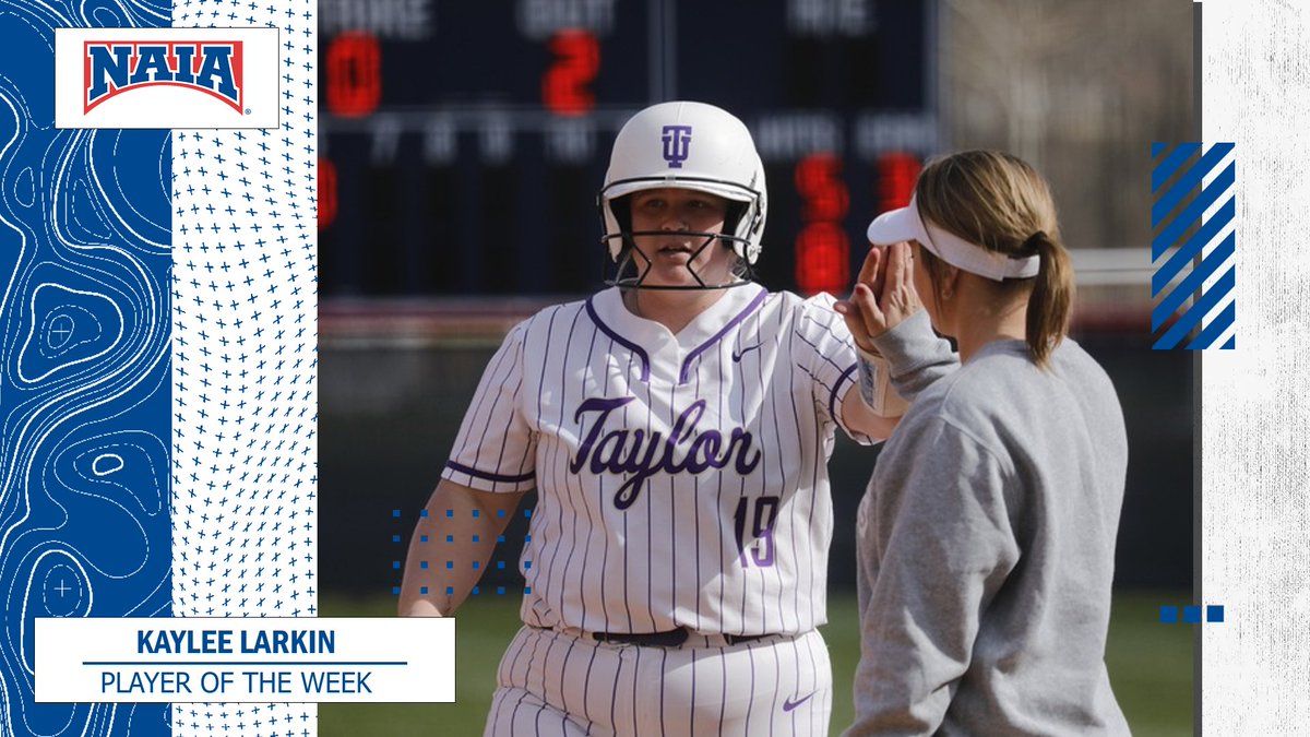 🥎 Kaylee Larkin of @taylortrojans picks up the first #NAIASoftball Player of the Week honors of the 2024 season after hitting .727 with seven RBI! Check out Kaylee's big start to the season --> bit.ly/3SXfmWE #collegesoftball #NAIAPOTW