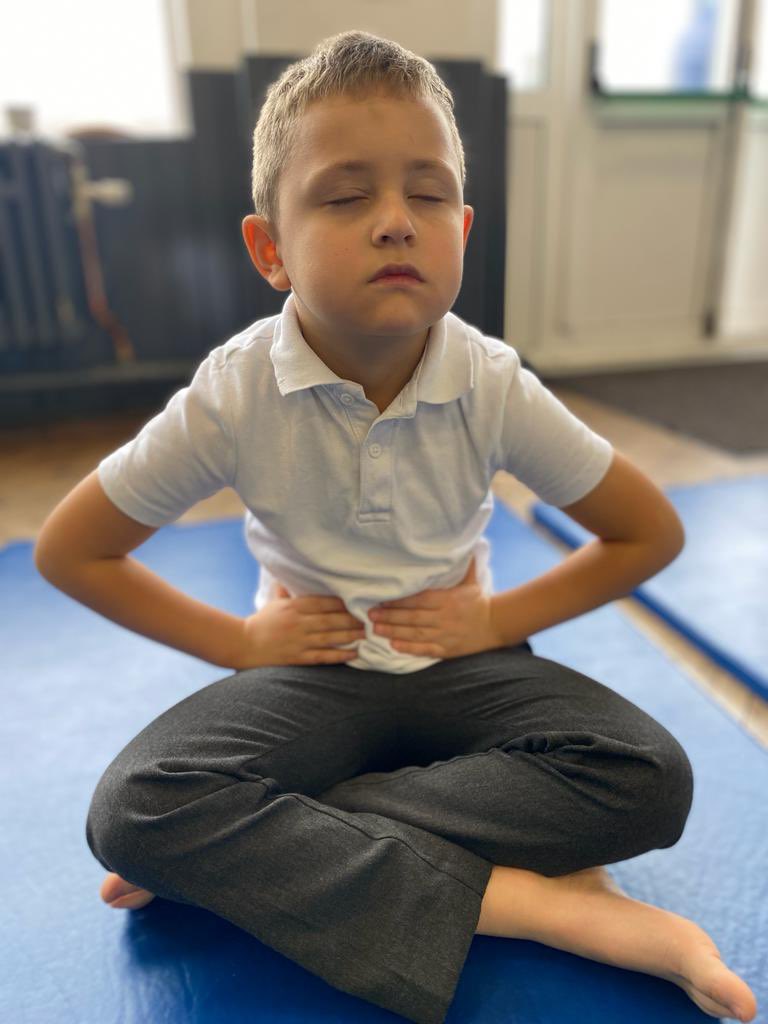 Children and staff enjoyed a session of #breathwork #yoga with <a href="/Les_Collinson/">Lesley Collinson</a> today. Continuing our school focus on #wellbeing #mental health.