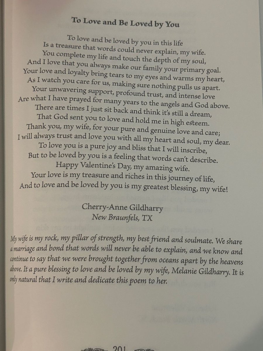Another published poem dedicated to my wife Melanie Gildharry,  @chemelnalic. I am so very proud to call you my wife! Thank you for your  dedication to our family and for your unwavering, image size:900x1200