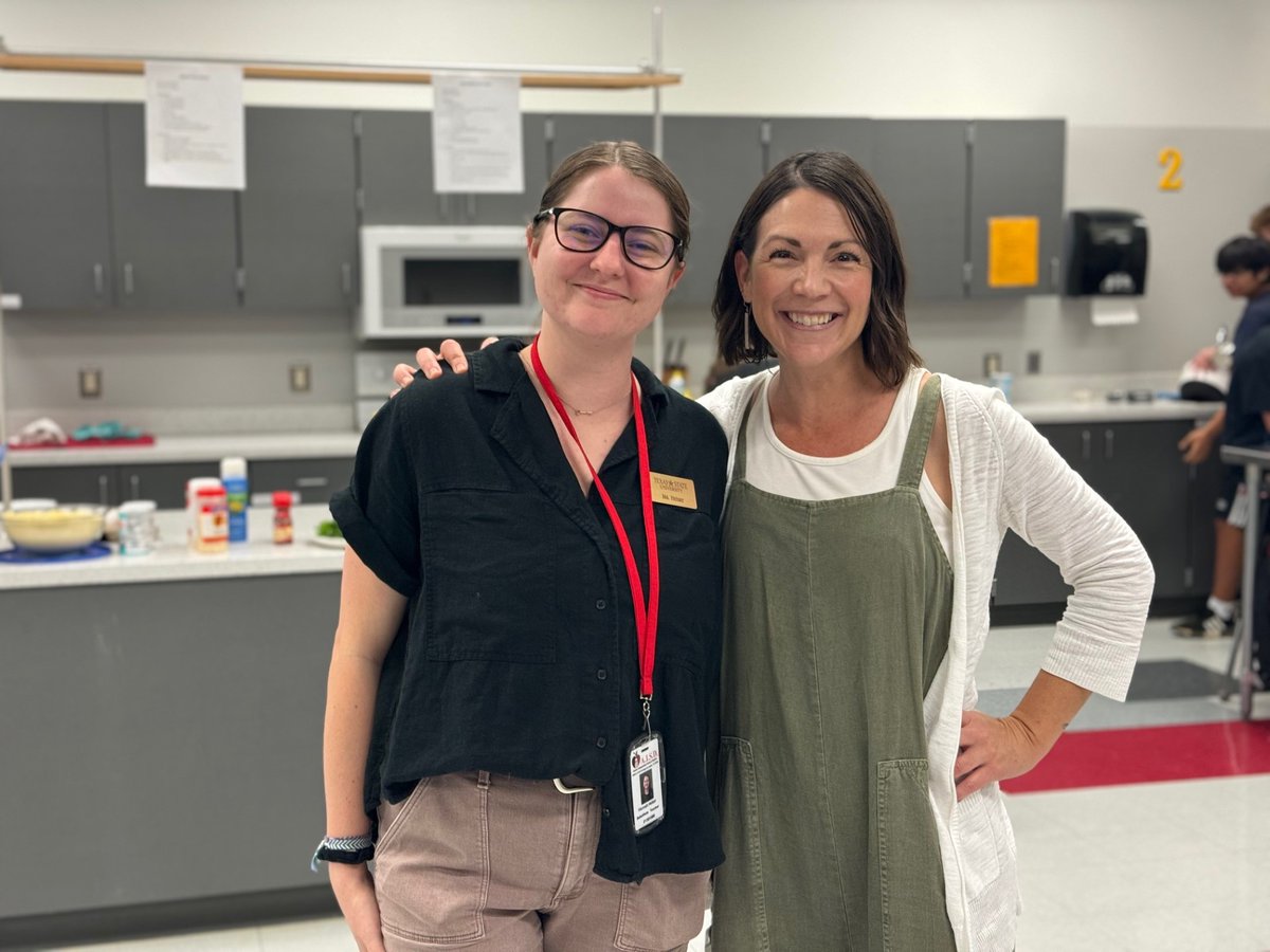 What #AISDJoy to run into <a href="/southtexasgirl/">Hallé Whittington</a> and her amazing <a href="/TXSTCOE/">College of Education at TXST</a> student teacher today at <a href="/AISDBowie/">Bowie High School</a>!