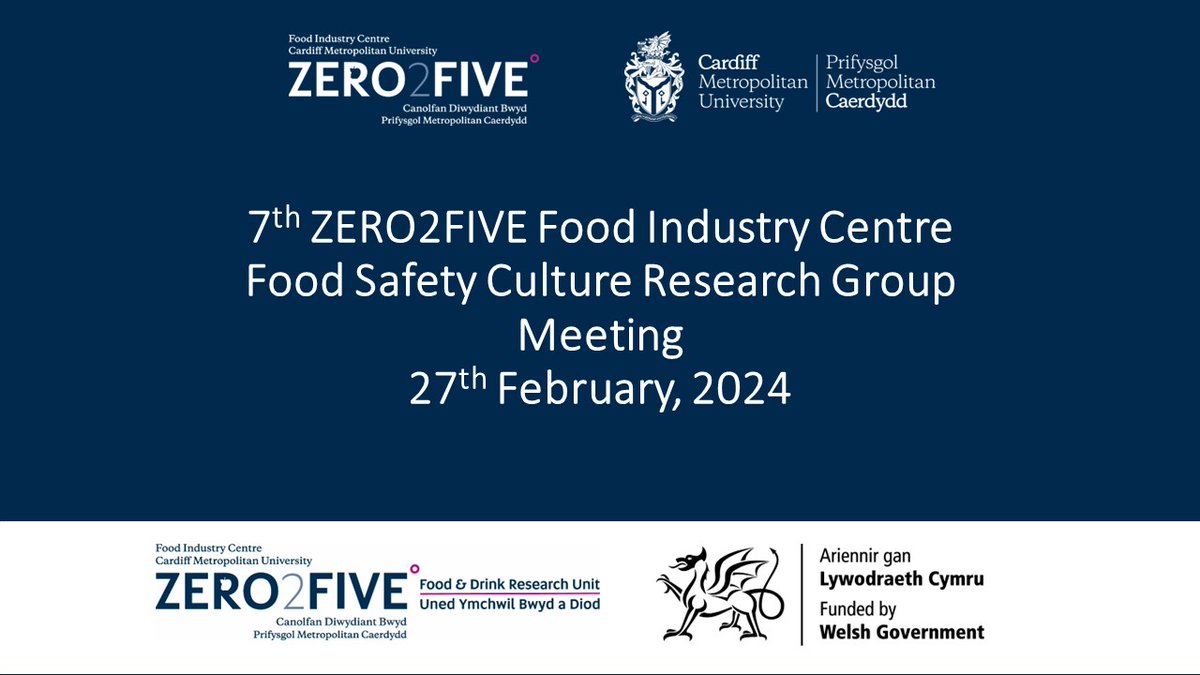 Thank you to all who presented and attended the 7th @ZERO2FIVE_ #foodsafetyculture meeting today @cardiffmet - great to hear about new #foodsafety #healthcare and existing #foodindustry research undertaken in our research unit.