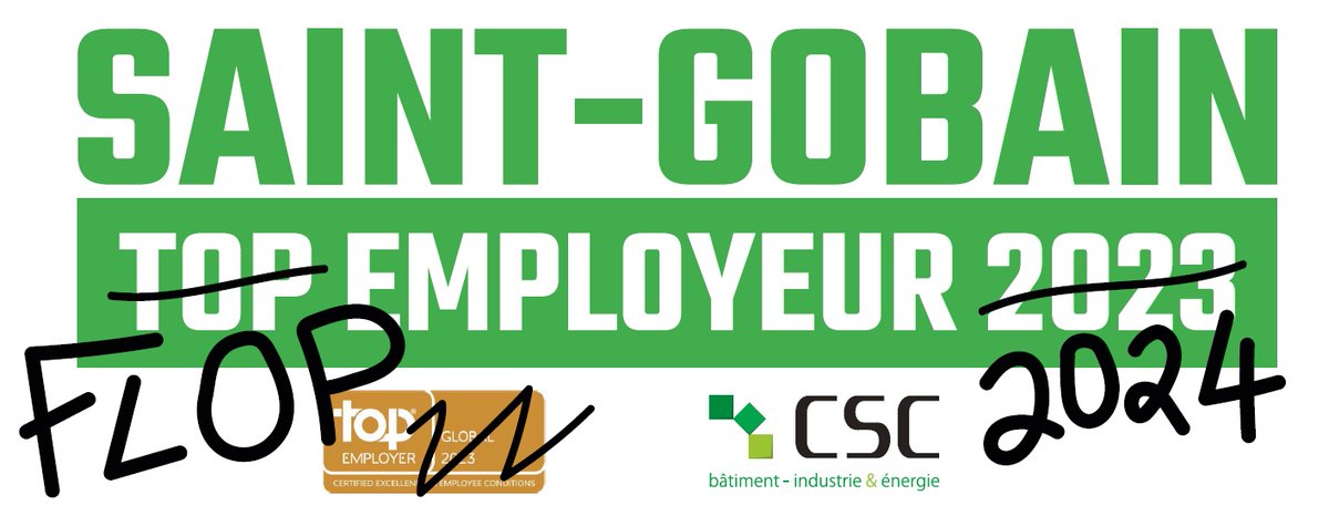 Que fait un Top employeur quand un repreneur frappe à la porte pour sauver 55 emplois ? Il préfère les envoyer vers la voie du chômage ! #SaintGobainFlopEmployeur2024 #LabelTopEmployeur #Politiques:AidezNousASauverL’Emploi @Magnette @Nollet @Bouchez @Prevot @LabelTopEmployeur