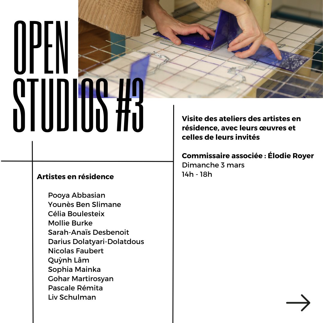 FFiminco's tweet photo. ✨OPEN STUDIOS #3✨

Pour le dernier Open Studios de la saison, les artistes en résidence de la Fondation Fiminco ouvrent les portes des ateliers à leurs invités, venez découvrir leur travail ce dimanche 3 mars entre 14h et 18h ! https://t.co/hgTx44R8Xs