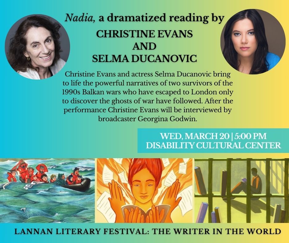 On March 20th at 5PM, don't miss a dramatized reading of 'Nadia' by Christine Evans, alongside actress @TheRealSelmaD and student Anna Kummelstedt: bit.ly/LannanLitFest2… #LannanLitFest