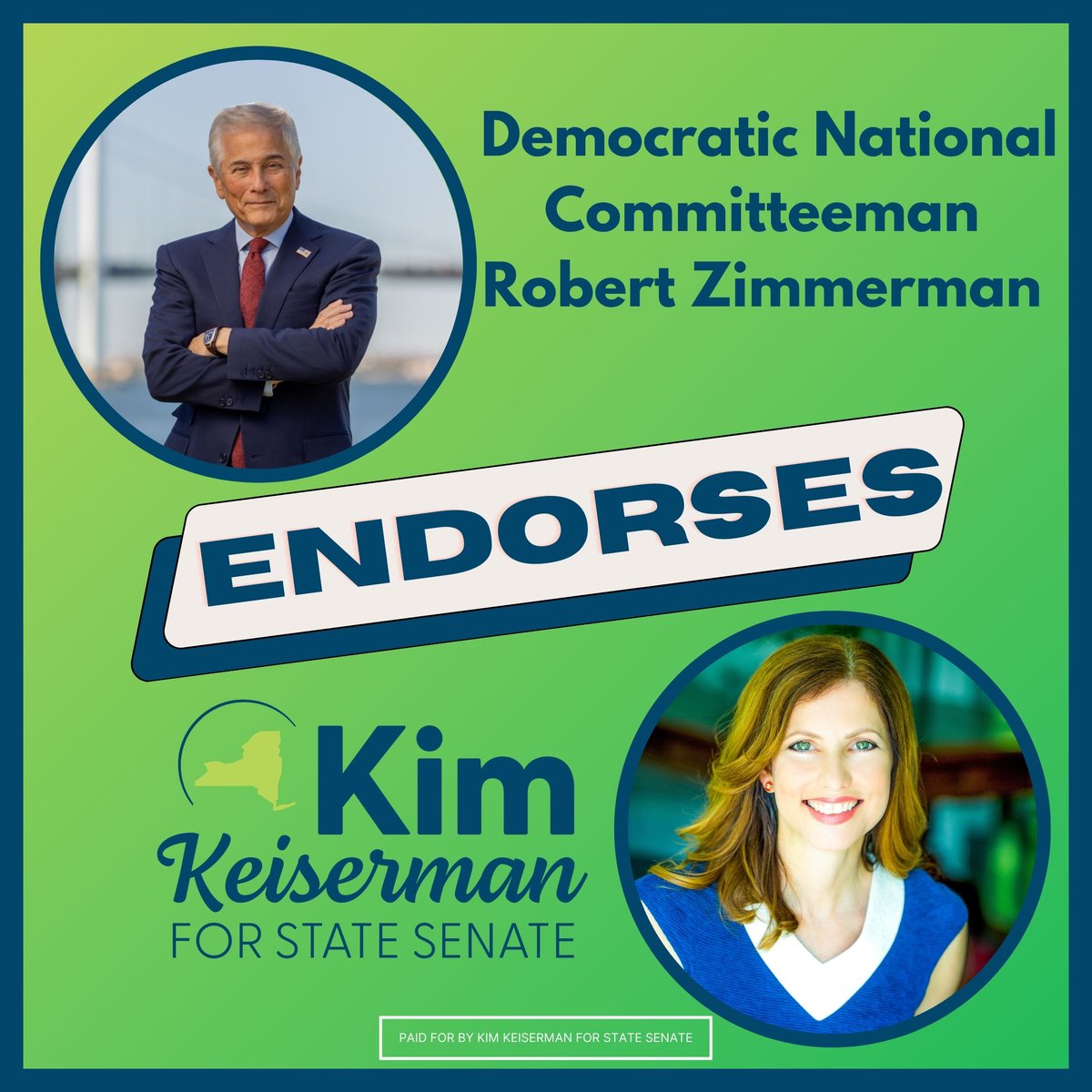 ZimmermanRob's tweet image. Everyone should follow @kimkeiserman today. Her work as an education advocate, an environmental leader, and her leadership of the Port Washington Democratic Club demonstrates that she knows how to bring people together and get results. I proudly endorse her for State Senate.