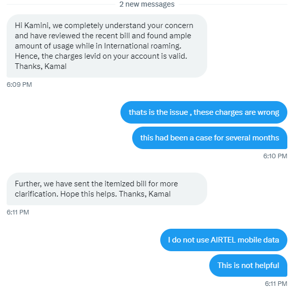 kamsehrawat's tweet photo. @Airtel_Presence Well, this is how the AIRTEL team resolves the issue by not resolving the problem. 
I never used AIRTEL mobile data, but they have some data usage in their System, which is absurd.
This company received maximum consumer complaints in past years @consaff @KNOWINDIAPORTAL https://t.co/efCDTCNDHi