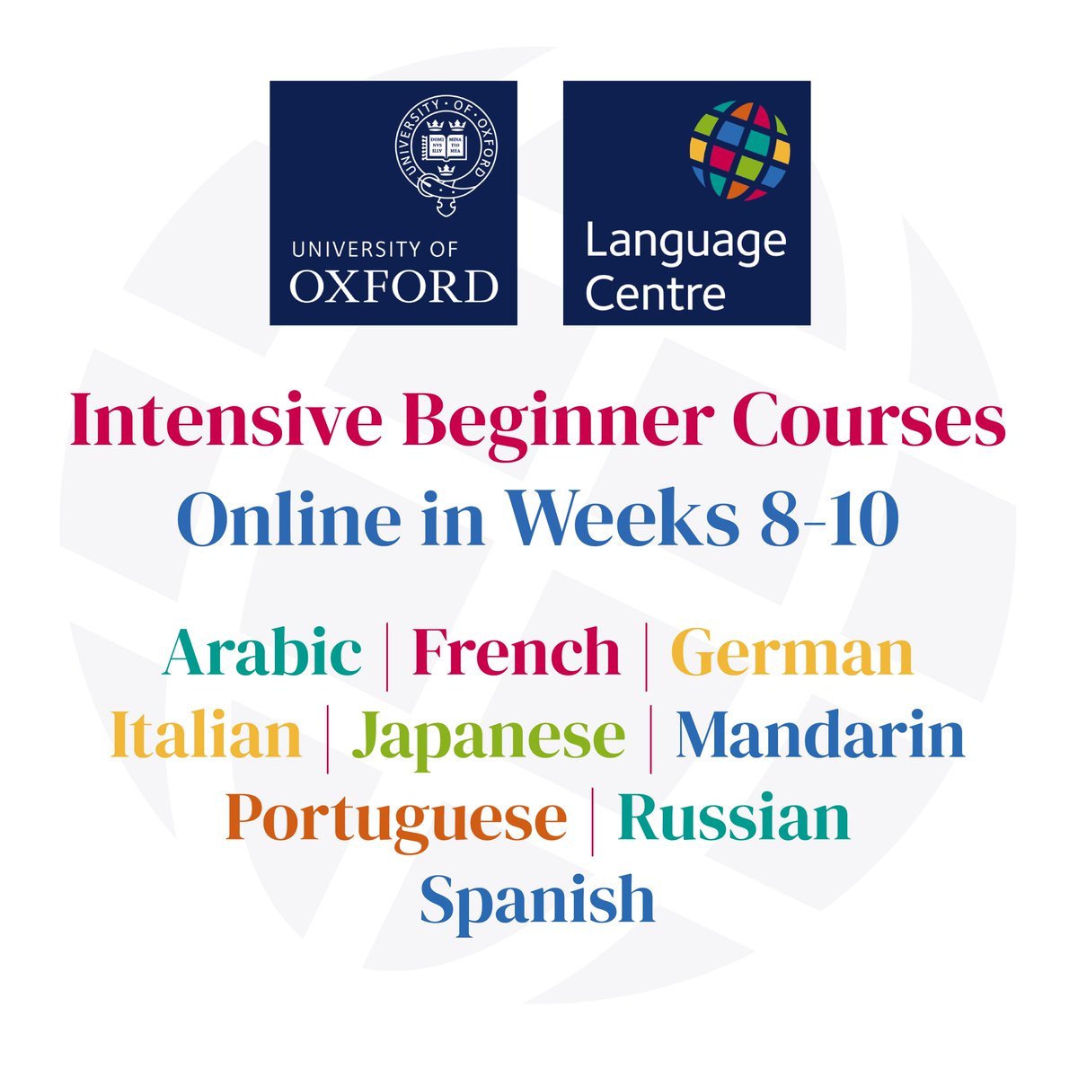 Sign up by noon on Thursday to learn a new language with us from scratch, entirely online (4-21 March). Our Intensive beginner courses consist of two 90-minute online evening classes per week, with online learning activities completed in your own time. lang.ox.ac.uk/modern-languag…