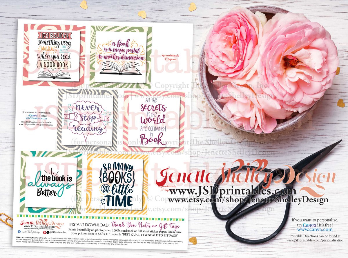 jsdprintables.com/product-page/b… These versatile gift tags can also double as beautiful bookmarks, making them perfect, whether you're a teacher, librarian, or parent. @jsdprintables#shopsmall #smallbusiness #teachergifts #teachergifttags #instantdownload #bookmarks #reading #bookgifts