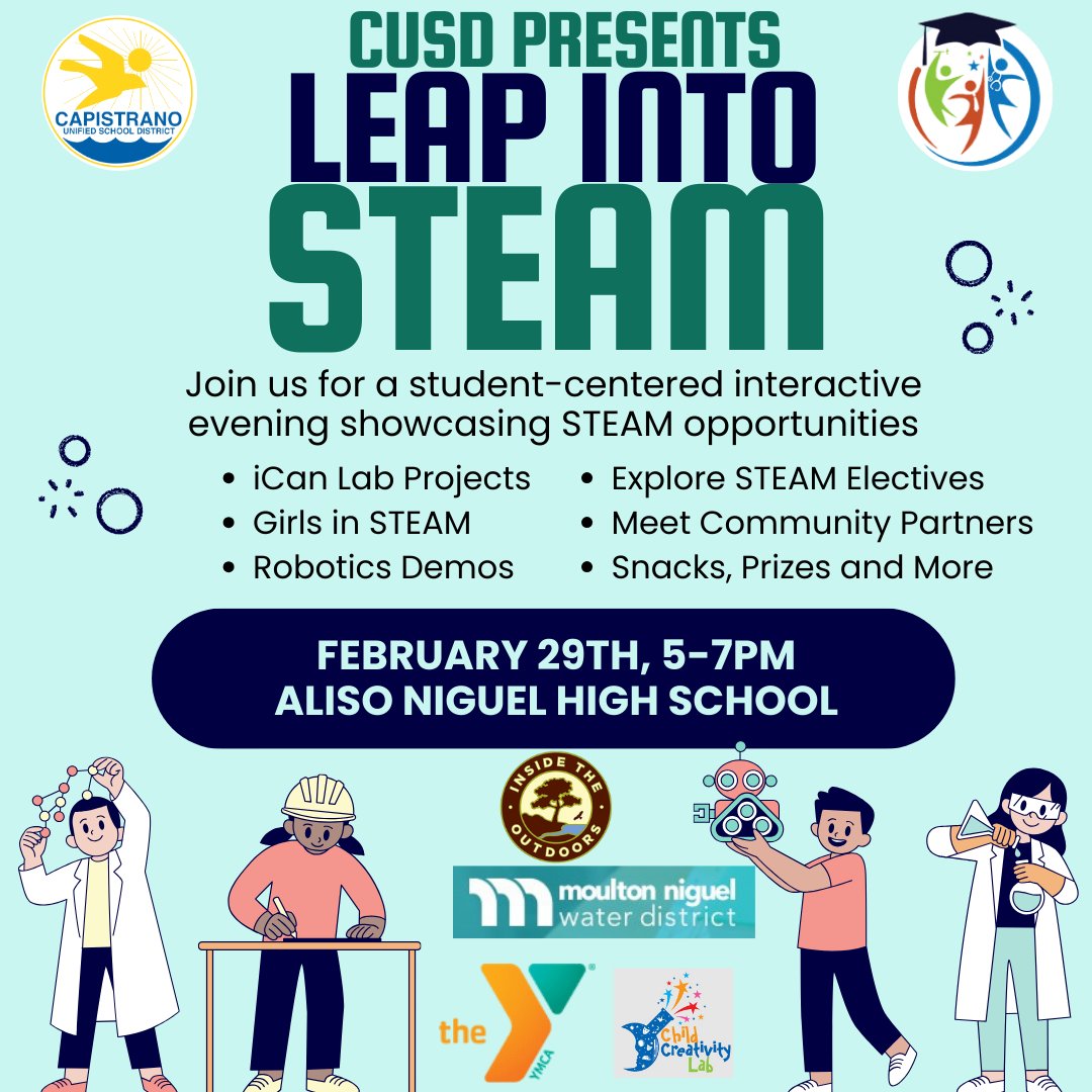 Please join us at our <a href="/ANHSTealTown/">ANHSTealTown</a>  Family Feeder STEAM Night. Spotlighting <a href="/theccadvantage/">CCAdvantage</a>  <a href="/AvmsFalcons/">AlisoViejoFalcons</a>  @djamsbroncos and our Community Partners
<a href="/ITOFoundation/">Inside the Outdoors</a>  <a href="/MNWDWater/">Moulton Niguel Water District</a>  <a href="/Discovery_Cube/">Discovery Cube So Cal</a>  <a href="/ymcaoc/">YMCA of Orange County</a> <a href="/ocdestem/">OCDE STEM</a> and more!