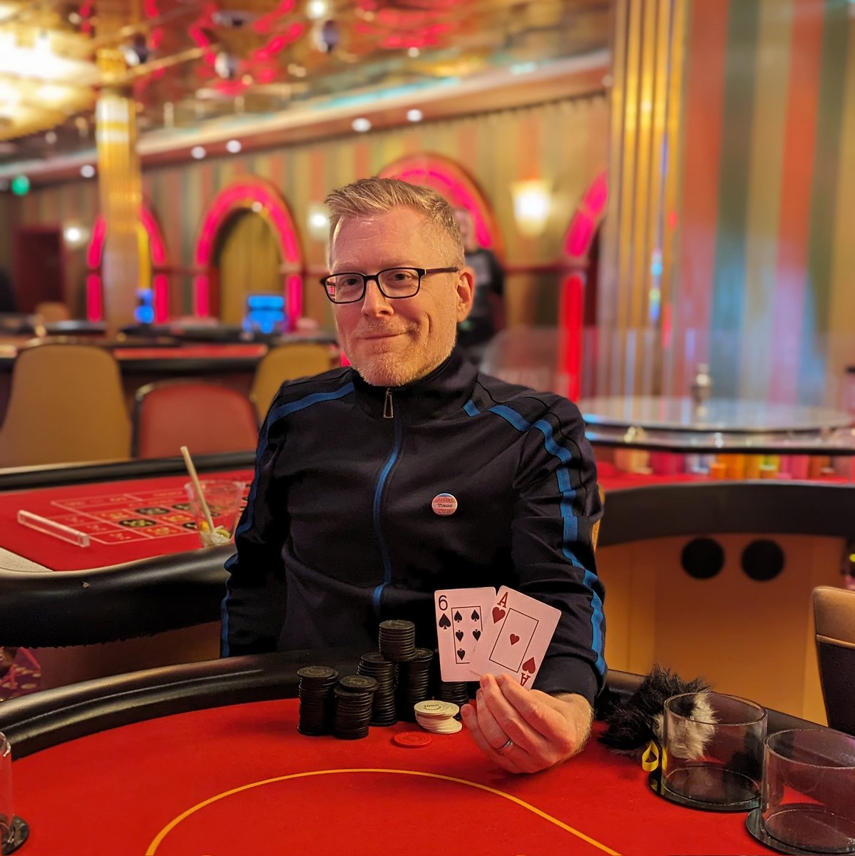 Just watched <a href="/albinokid/">Anthony Rapp SAG-AFTRA National Board Member</a> win the Poker Tournament on the Star Trek Cruise. Here's the winning hand!