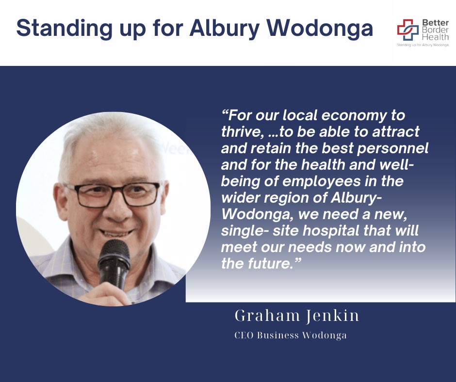 BBorderhealth's tweet image. Local hero #2 - Graham Jenkin, CEO, @BUSINESSWODONGA Wodonga

#WeDeserveBetter 
#builditonce #BuildForTheFuture
#newsinglesitehospital
@ChrisMinnsMP @JacintaAllanMP 
@RyanPark_Keira @MaryAnneThomas 
@Mark_Butler_MP 
@billtilleymla @jclancyliberal 
@sussanley @helenhainesindi