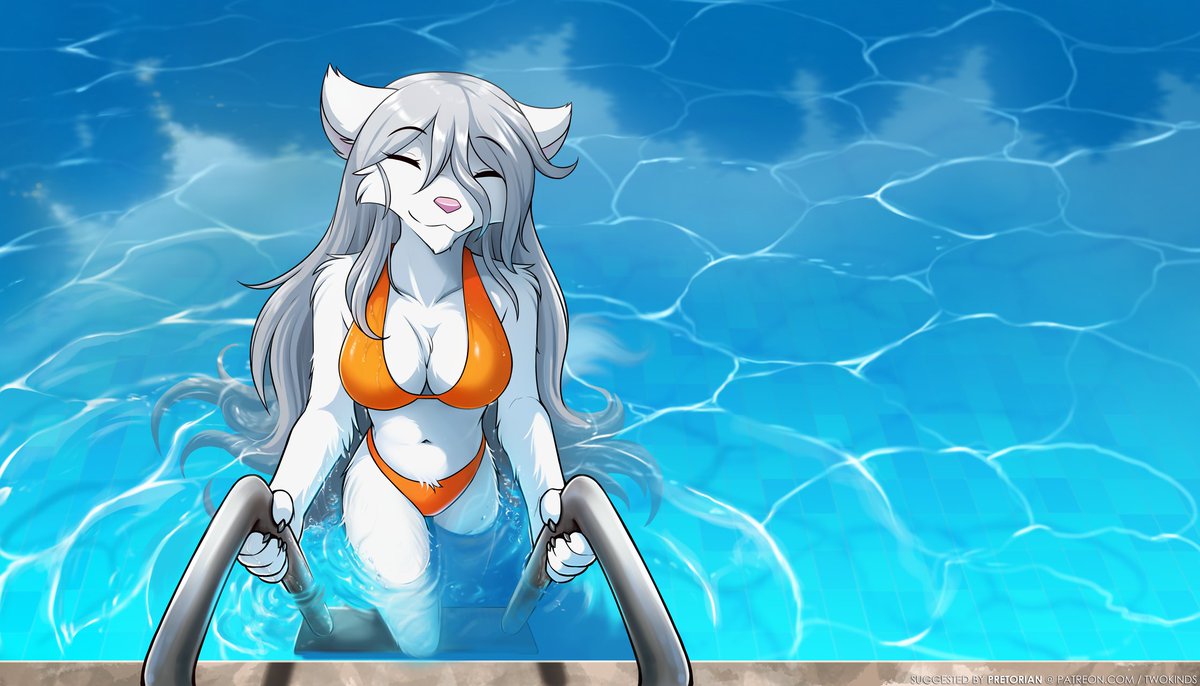 Raine getting out of the pool, suggested by Pretorian!
