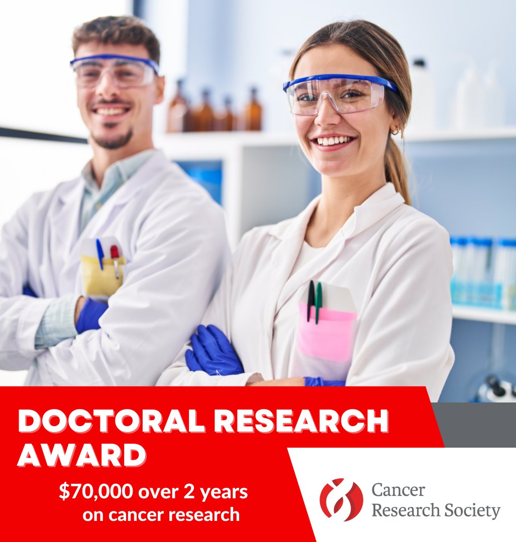 🌟 Our Doctoral Research Award competition is open! 🔬This program aims to support PhD students conducting #cancer research projects in Canada. 🤝We extend our gratitude to our partners: @CIHR_ICR, @OvarianCanada, and @MyelomaCanada. 👉To learn more: loom.ly/MYIKSe8