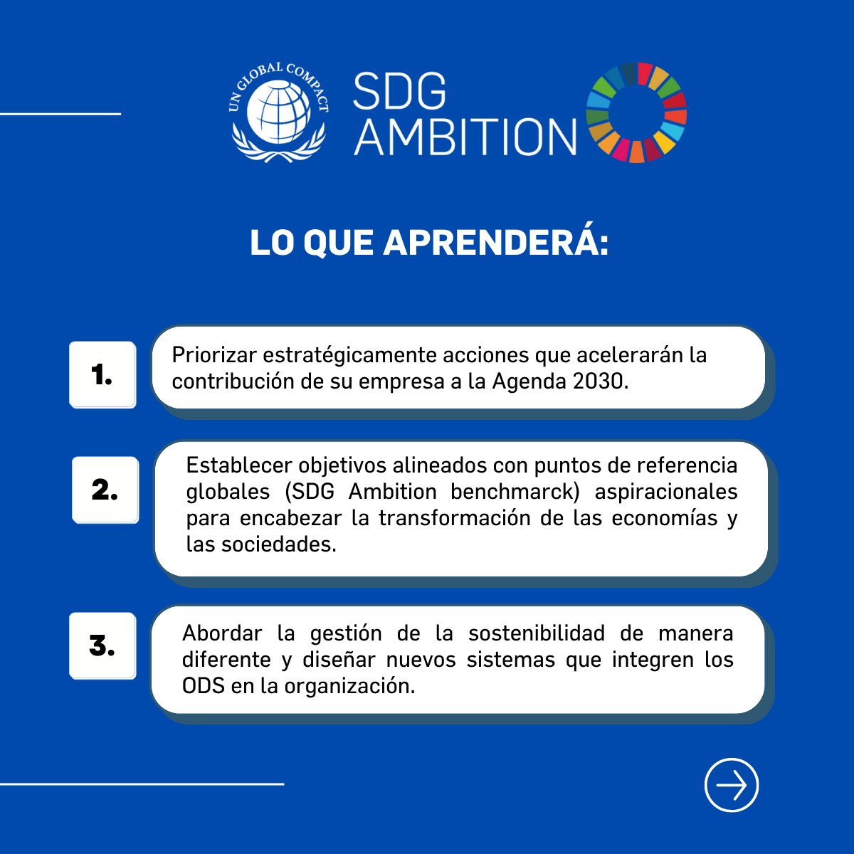 PactoGlobalEcua's tweet image. #SDGAmbition es un programa acelerador que tiene como objetivo desafiar y apoyar a las empresas participantes de Pacto Global de Naciones Unidas para establecer objetivos corporativos ambiciosos y acelerar la integración de los 17 #ODS en el modelo de gestión empresarial.

SDG…