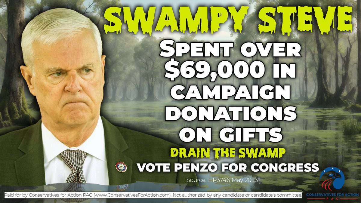 Swampy Steve Womack lectures everyone on wasteful spending, yet has spent over $69,000 of campaign donations on "gifts" in this campaign alone. It's time to Drain the Swamp, Vote Senator Penzo for Congress! #AR3 #ARpx #PenzoForCongress #DrainTheSwamp