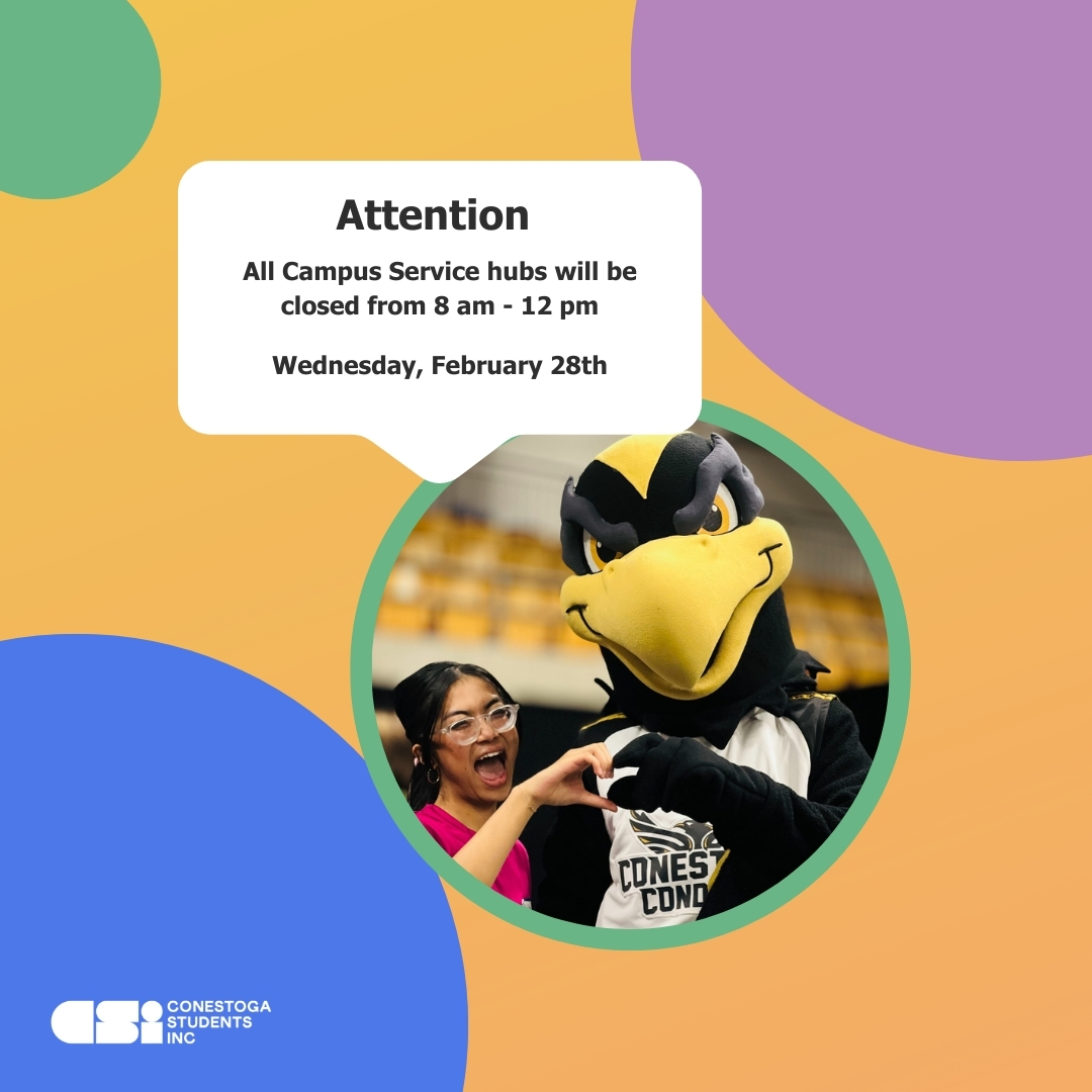 Headsup Condors, We would like to inform you that CSI Service hubs will be closed from 8 am to 12 pm on Wednesday, February 28th. 

If you have any urgent matters that need to be addressed, please feel free to reach out to us before or after the closure period.