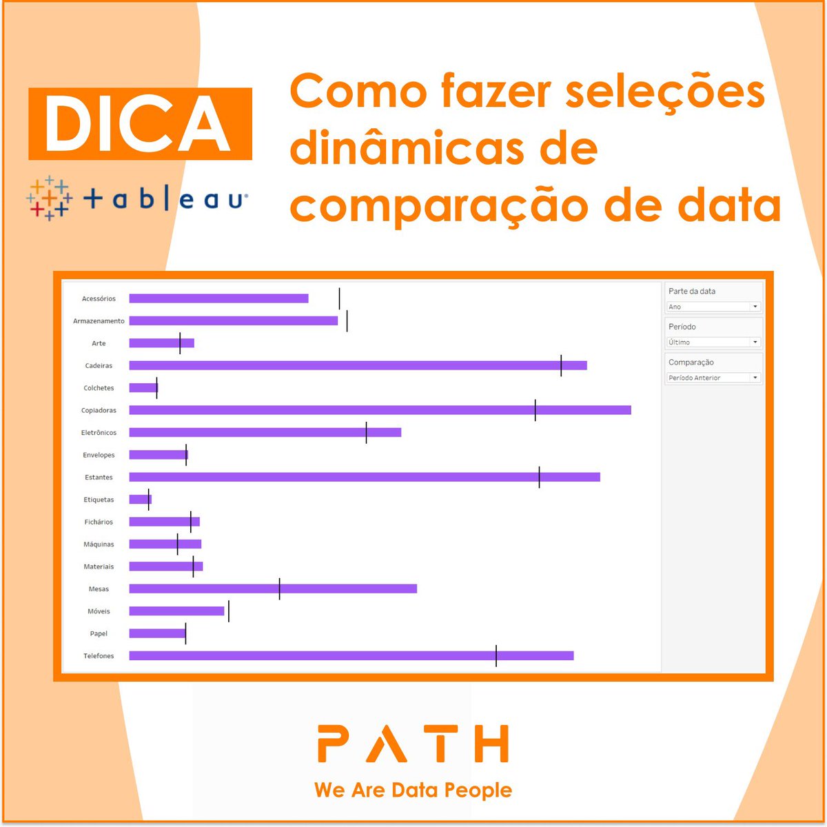 Nesta dica iremos mostrar como fazer seleções dinâmicas de comparação de data. 

Confira a dica completa no nosso site: cutt.ly/4wNXuFte

#Tableau #WeAreDataPeople #DataFam #VisualAnalytics #PathDataFan #TableauTips #PathTips