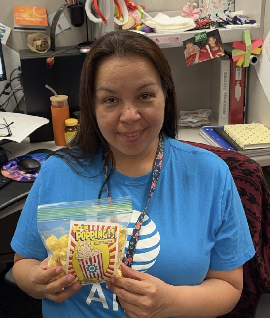 HROperations21's tweet photo. Day 2 of #EAW24 theme: “You make our department POP” (popcorn)   Celebrating our employees! #LifeAtATT #HROrganization https://t.co/NE4Db1Ov32