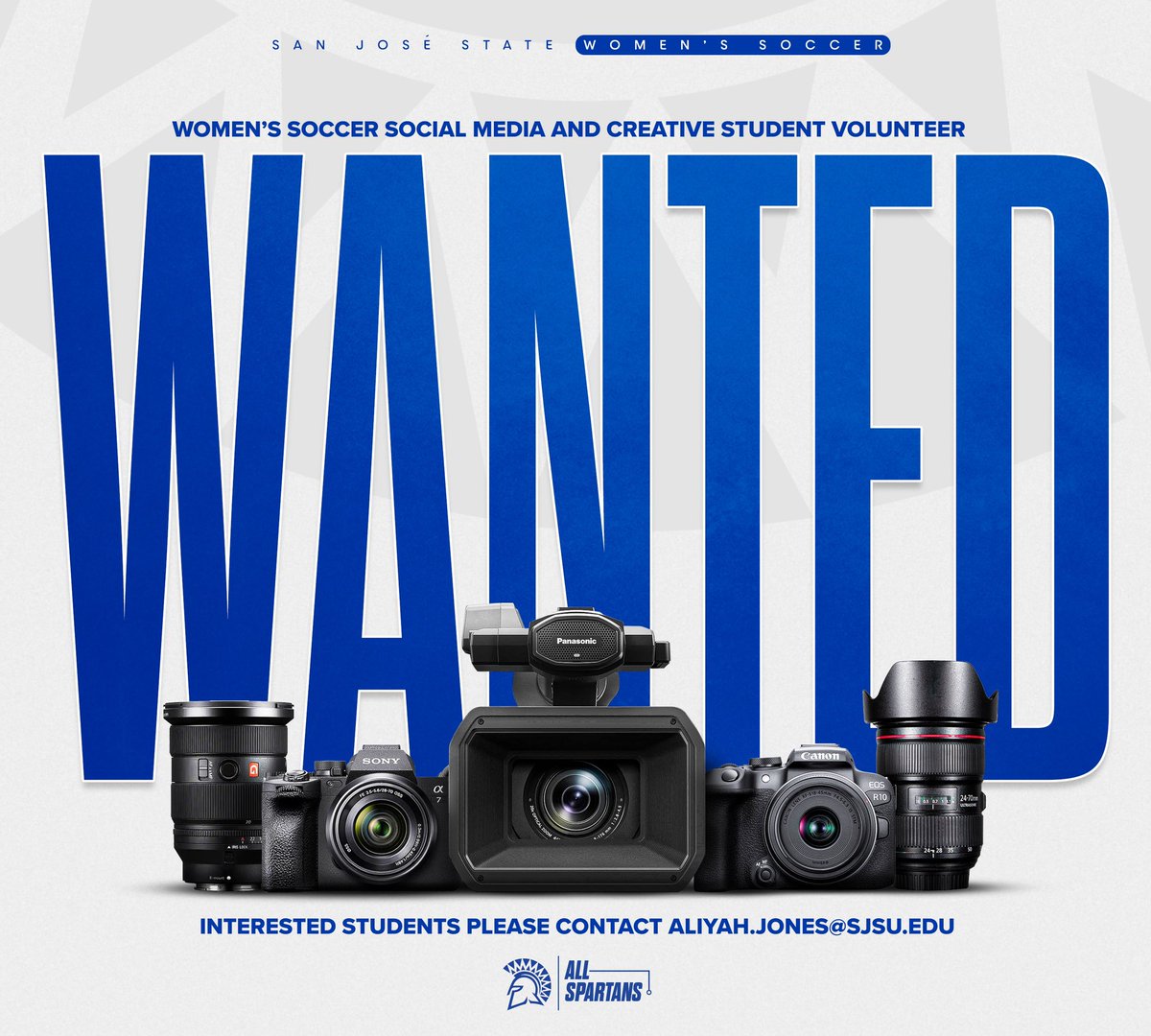 ‼️Attention Spartans‼️ We are looking for a social media and creative student volunteer! 📸🎥🤳 If you are interested please contact: aliyah.jones@sjsu.edu #AllSpartans