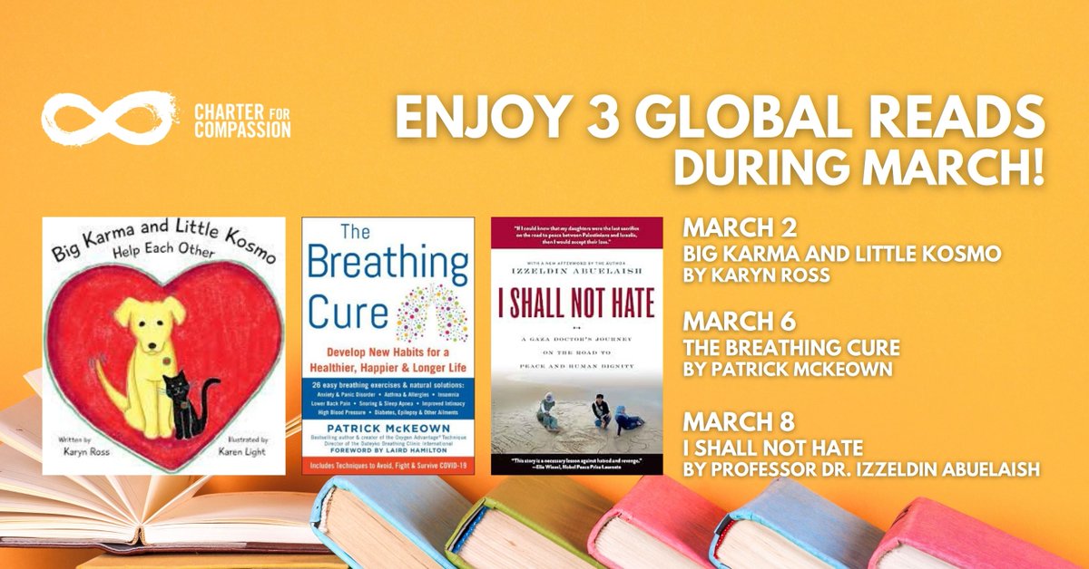 We have 3 amazing Global Reads coming up the first week of March!

Join us for one or all of these fascinating conversations! (1/4)
♾
#compassion #literature #bookclub #readingcommunity #readingisfun #readingtime #amazingbook #kindness #goldenrule #mindfulness #humanity