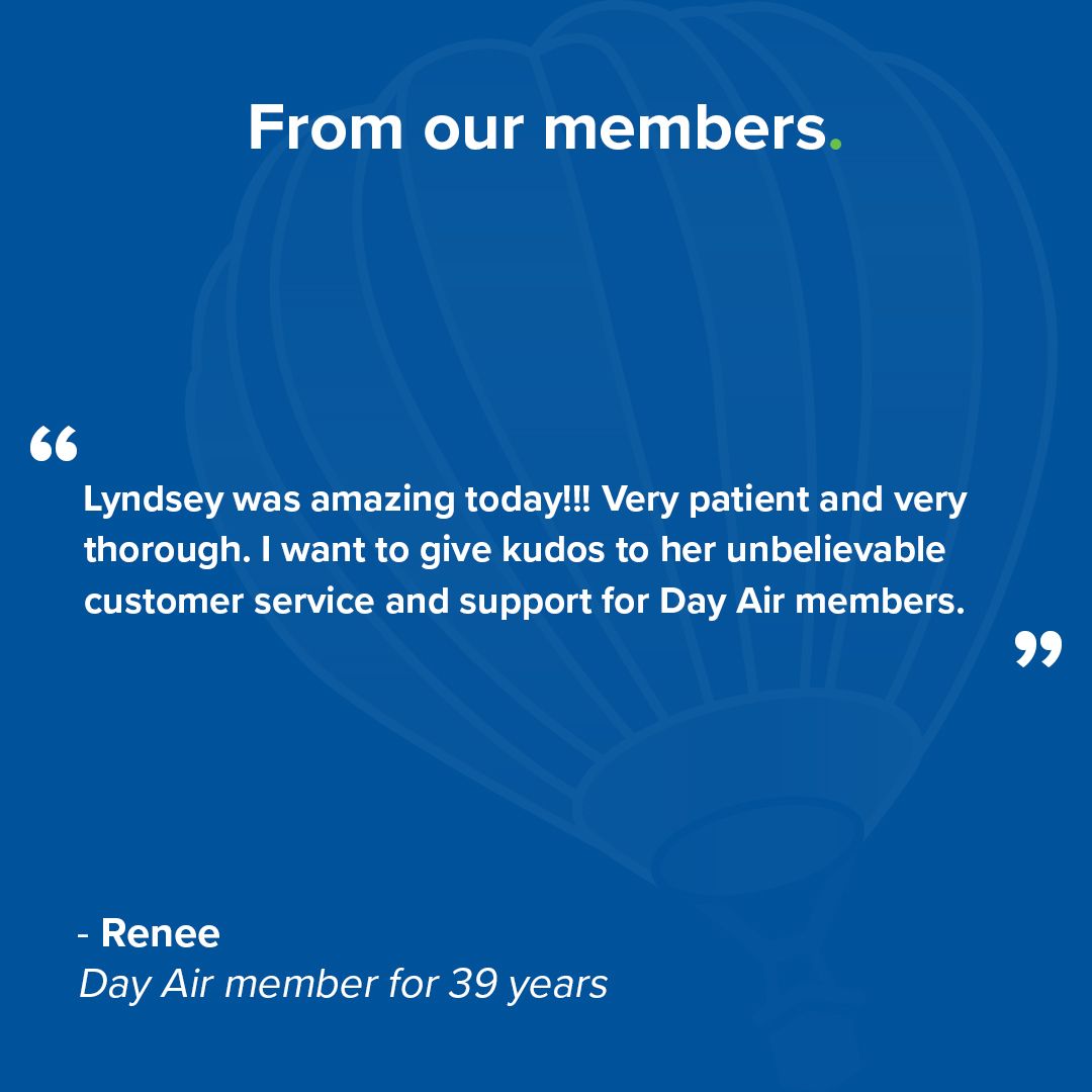 DayAirCU's tweet photo. Way to go Lyndsey! 👏 Thank you for providing a better banking experience to our members!

#TestimonialTuesday https://t.co/ApFGEb39ic