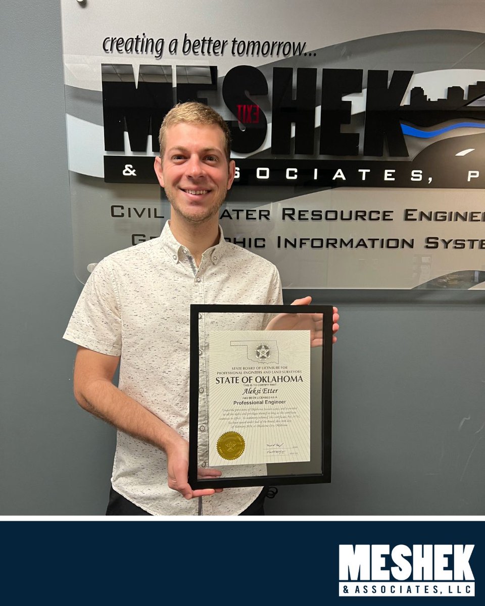 Today we are sending out a big Congratulations to Aleksi Etter, PE for officially earning his PE License. Aleksi joined Meshek in our H&amp;H department in 2019 and now serves as H&amp;H Project Engineer. Congratulations, Aleksi!