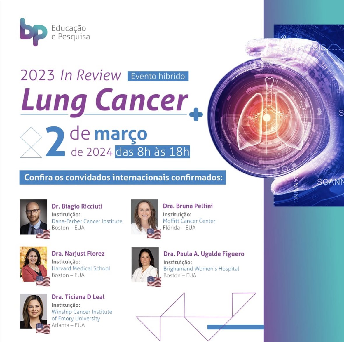 📣 Join us this Saturday for the Bp “2023 in Review- Lung Cancer” 🚨Virtual access is still available🚨 For more information on how to register, contact my dear friend and colleague @MarceloCorassa 🇧🇷 Acesso virtual ainda está disponível! Venha participar dessa discussão sobre…