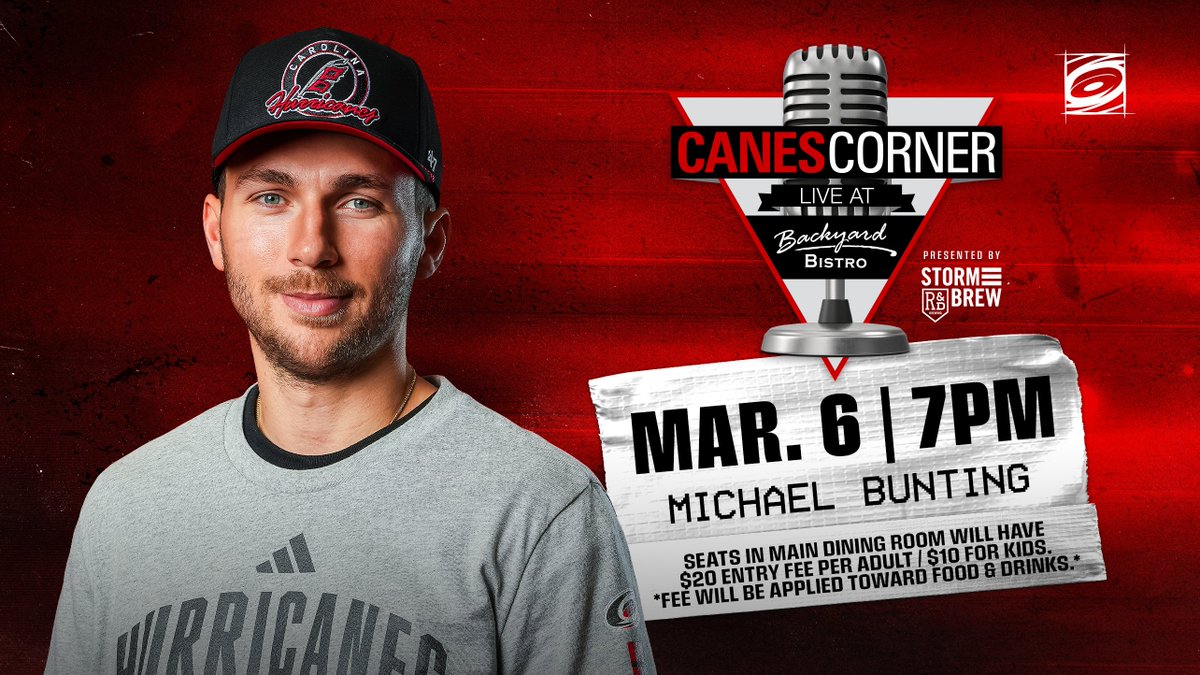 Join us for the next @Canes Corner on Wednesday, March 6th with Michael Bunting! Hosted by
@mikemaniscalco