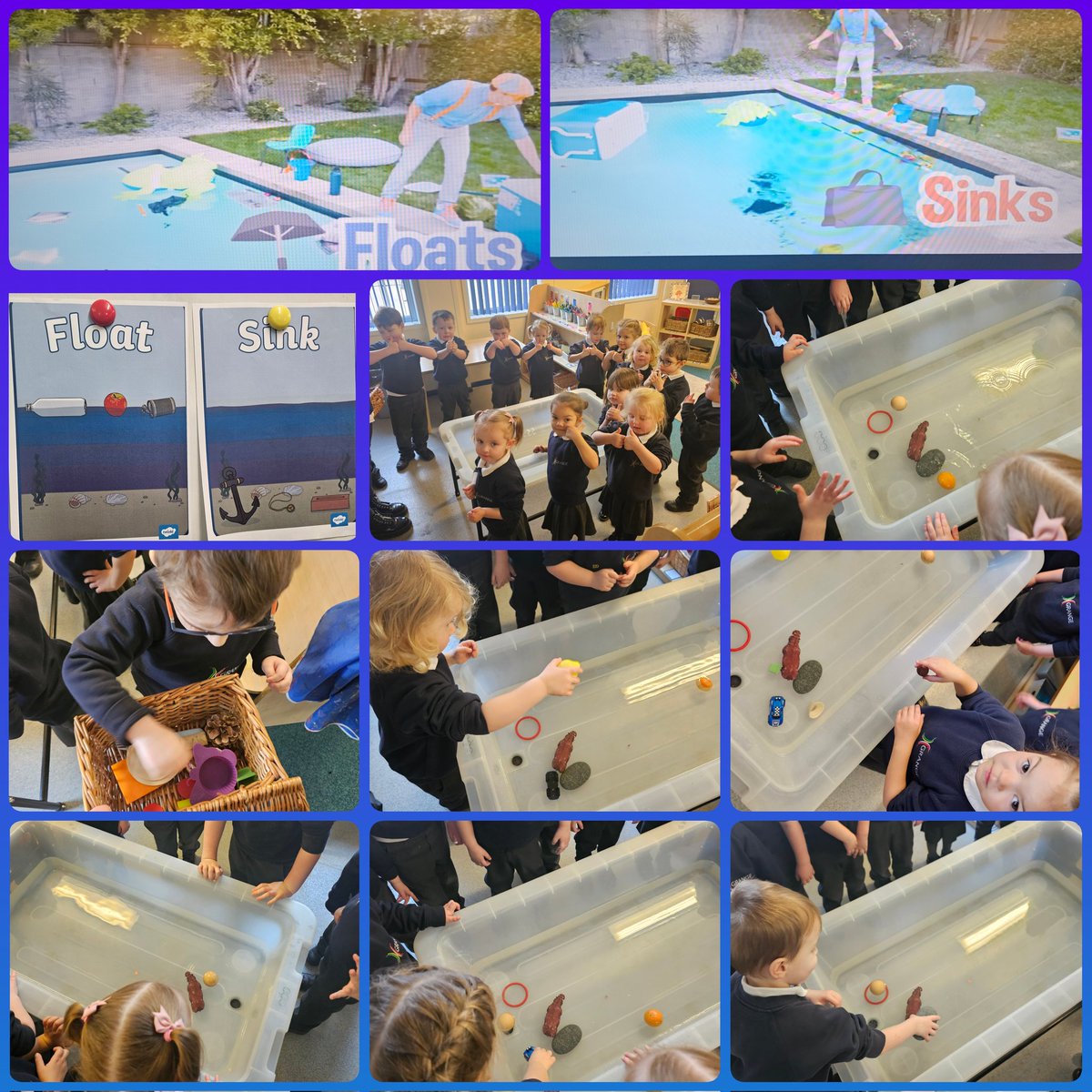 GrangeMissWri's tweet photo. Nursery have been learning all about floating and sinking. They made predictions as they put objects in the water. Well done Nursery great predictions! #GrangeScience #GrangeEyfs #FloatingandSinking @GrangeMissA @GrangeMissT @GrangeMissD @GrangeMrsCon https://t.co/C9nLGGxdOz