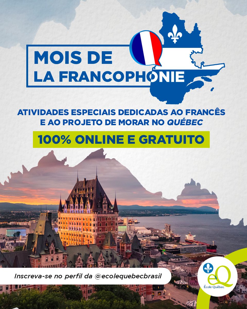 EcoleQuebec's tweet photo. Salut ! 📣 🙌
Março é o mês da francofonia e teremos uma programação especial.
Será um mês com várias atividades dedicadas ao francês e ao projeto de morar no Québec.

Cadastre-se para receber mais informações e lembretes dos eventos.
https://t.co/BmkZheucIu https://t.co/be651ivEtz