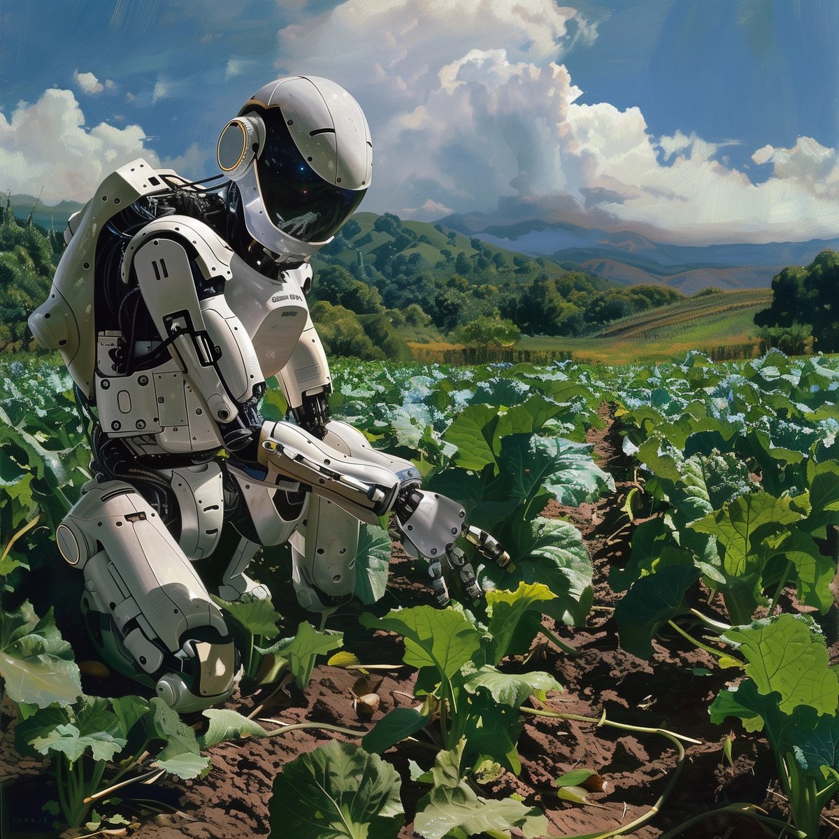 OlegsTiunovs's tweet image. Future of farming: Robots do the heavy lifting, freeing humans for creativity. Goodbye sunburns and sore backs! #RoboticsInAgriculture #Efficiency #Innovation #FarmingFuture