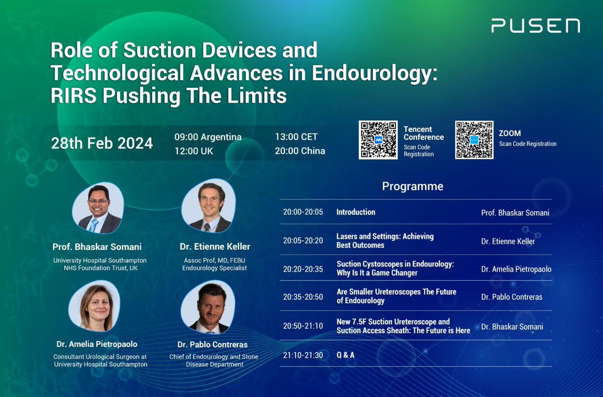 Ready to talk about the role of suction 🔛 in endourology 👾 with my dear friends @endouro 🇬🇧@PabloNContreras 🇦🇷 @exkeller 🇨🇭 Join tomorrow’s webinar lnkd.in/giqJ2ASM by @PusenMedical @YAUEndourology @eulis_uroweb @eau_yuo @UHSFT