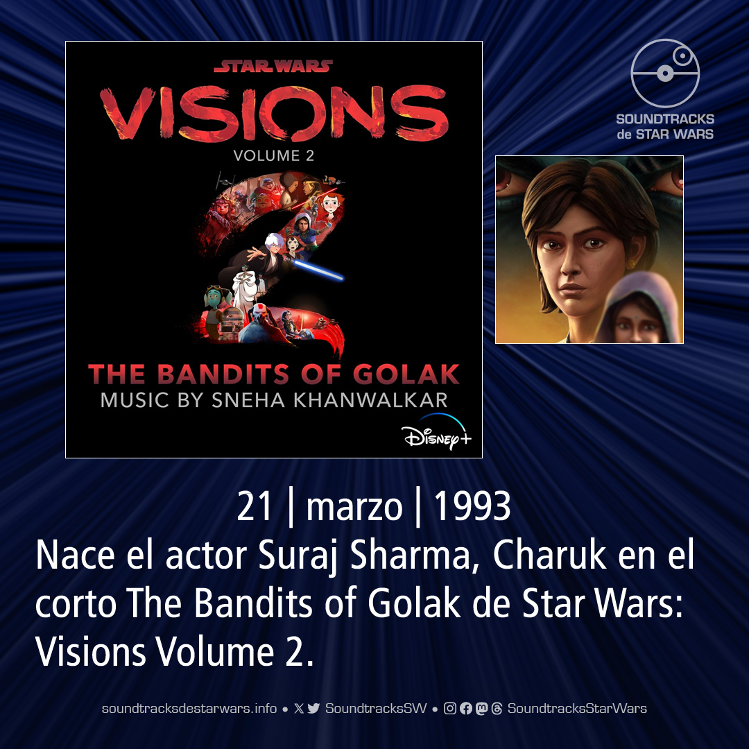 El 21 de marzo de 1993 nace el actor #SurajSharma, Charuk en el corto The Bandits of Golak de Star Wars: Visions Volume 2.

On March 21, 1993, actor Suraj Sharma, Charuk in the short The Bandits of Golak (from Star Wars: Visions Volume 2), was born.

#StarWars #TheBanditsOfGolak