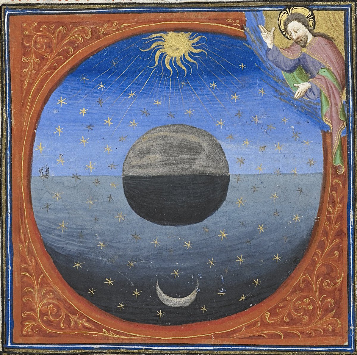 Only a few weeks now until the Spring Equinox! BL Add 18856; Guyart des Moulins, Bible historiale; c.1420 CE; France, Central (Paris); f.5v @BLMedieval