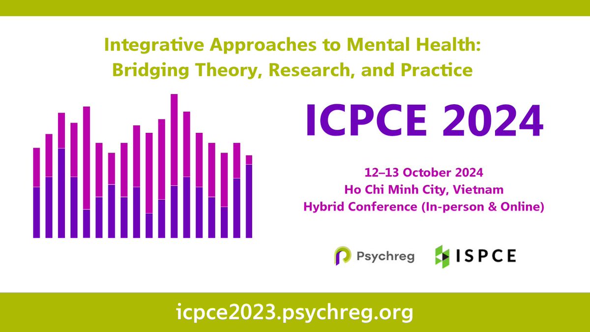 wearepsychreg's tweet image. #CallForPapers #conferencealert #phdchat
Following the success of ICPCE 2023 in Cebu City, Philippines, we are now accepting submissions for ICPCE 2024 taking place 12–13 October 2024 in Ho Chi Minh City, Vietnam (with a virtual participation option). psychreg.org/call-abstracts…