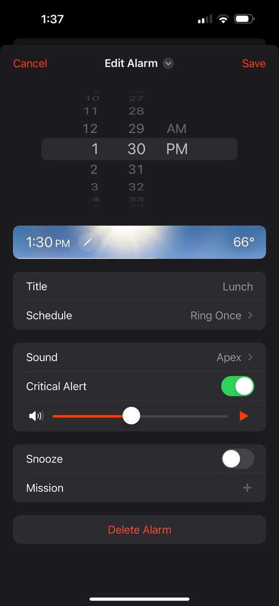 <a href="/elizlaraki/">Elizabeth Laraki</a> My app <a href="/midnight_alarm_/">Midnight Alarm</a> supports separate volume, weather, and some other stuff