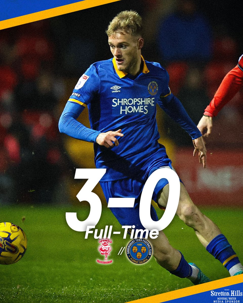shrewsburytown's tweet photo. Full-time. 

Thank you to the 218 of you who made the journey to Lincoln this evening. We refocus for Saturday. https://t.co/eprRWFq1iX