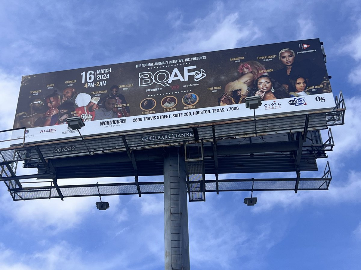 When you’re coming home to H-Town via Hobby Airport, and riding down I-45 & Gulf Fwy, the official BQAF: Homecoming billboard will certainly make you feel like you are right at home! Visit our website for tickets and more information on the weekend: normalanomaly.org/bqaf/