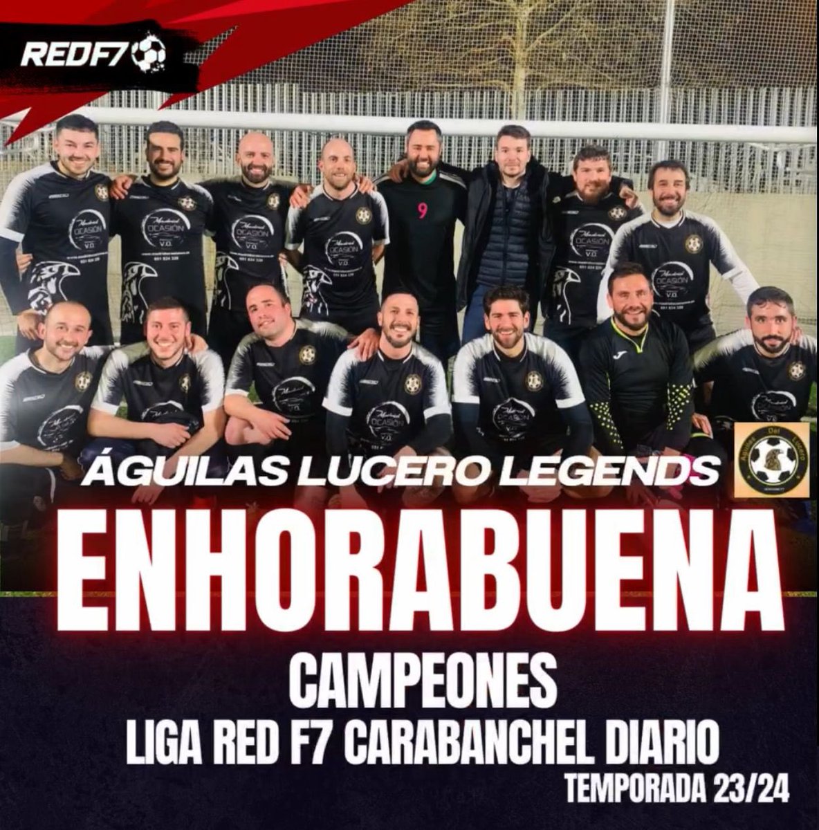 ⚫️ Nuestros veteranos y leyendas del club se han proclamado campeones de su liga!!!

MUCHAS FELICIDADES  CHICOS. Esta claro que este es un club donde no se pierde la calidad.

Ojo que hay alguno que comparte ficha en las leyendas y en el senior 👀

Vamos Aguilas 🦅