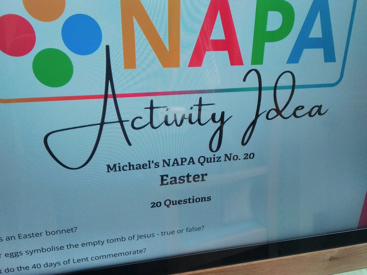 thehicagroup (@redhouse44) on Twitter photo Today we tried the NAPA Easter quiz residents really enjoyed it @NAPAlivinglife <a href="/activityscreens/">Inspired Inspirations</a> #hicaactivities #bridlington #carehome Today we tried the NAPA Easter quiz residents really enjoyed it @NAPAlivinglife <a href="/activityscreens/">Inspired Inspirations</a> #hicaactivities #bridlington #carehome