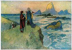#FairyTaleTuesday 
A magician paid by Aurelius makes Brittany's 'grisly feendly rokkes blake' disappear for 'a week or two' after Dorigen promises to sleep anyone who can ensure the safe passage of her husband's ship through the rocks ...
🎨#EdwardBurneJones & #WarwickGoble