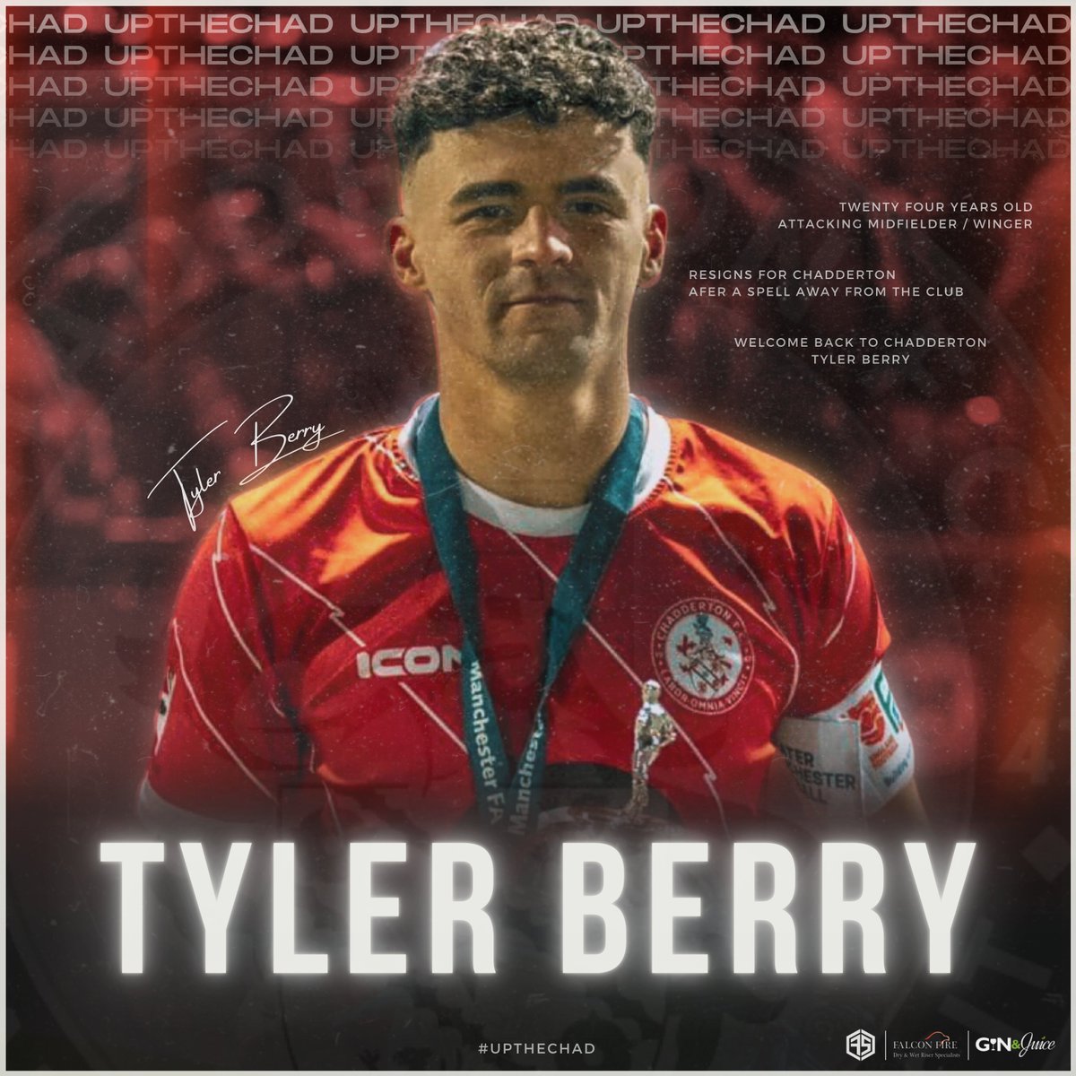 𝐁𝐞𝐫𝐫𝐲 𝐢𝐬 𝐁𝐚𝐜𝐤 🤩 Ahead of tonight's game we are absolutely thrilled to announce the return of Tyler Berry to Chadderton! 🙌 Welcome back to Chadderton Tyler, its great to have you back. ❤️ #UpTheChad🔴⚪️