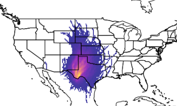 WPC has analyzed a dryline extending into Northern Missouri. To show how rare this is, here is a frequency heatmap for *every* dryline analyzed during synoptic hours (0, 6, 12, 18z) by WPC over the US from 2008-2020