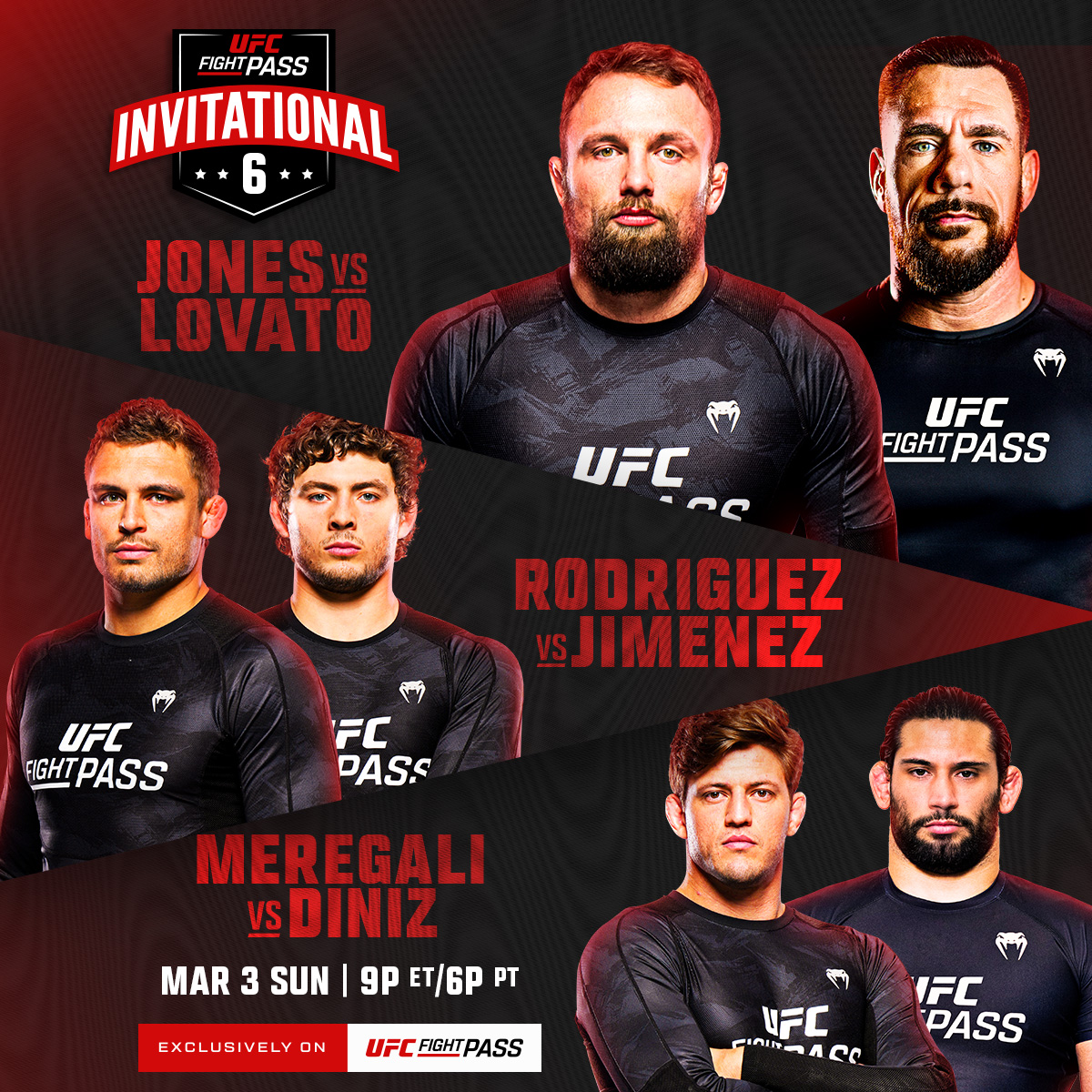ufc's tweet photo. Fight Pass Invitational 6 is happening this Sunday!

You don't want to miss out on all the action 💥

Streaming exclusively on @UFCFightPass https://t.co/N6dJz3EIhz