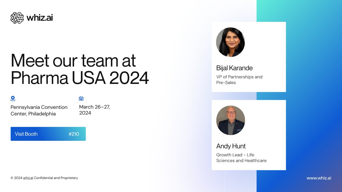 Join us at Booth 210 as we decode how LLM-driven GenAI #analytics is revolutionizing the industry!
Our product specialists will demonstrate live how WhizAI's capabilities unlock the potential of your #data to drive revenue growth. bit.ly/3SYe66E <a href="/GoBlueA2A2/">Andy Hunt</a> <a href="/RE_Pharma/">Reuters Events Pharma</a>